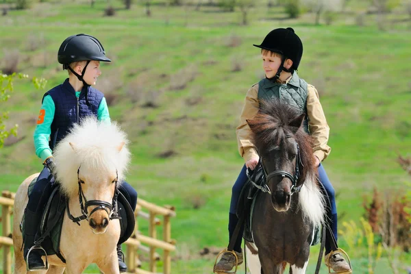 Twee jongens met pony — Stockfoto