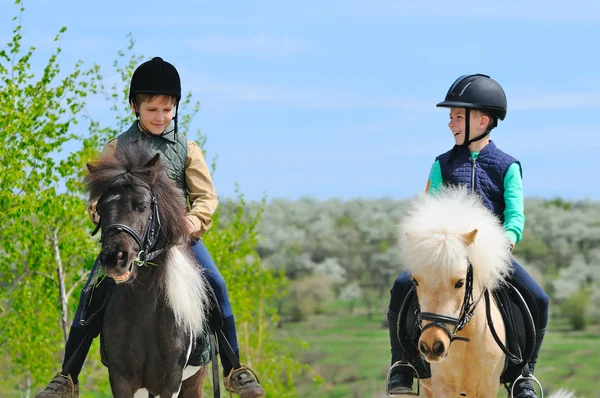 Twee jongens met pony — Stockfoto