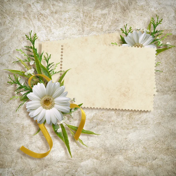 Cartão para o feriado com flores no fundo abstrato Imagens Royalty-Free