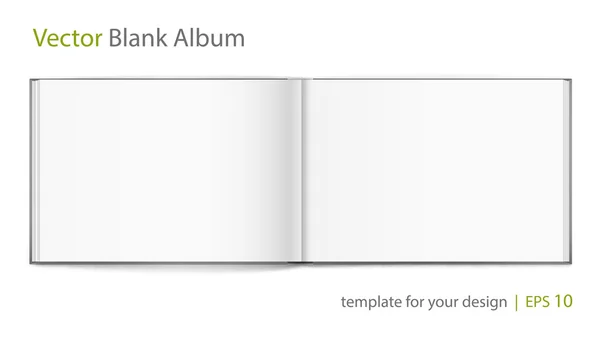 Blank di album aperto con copertina su sfondo bianco. Modello. — Vettoriale Stock