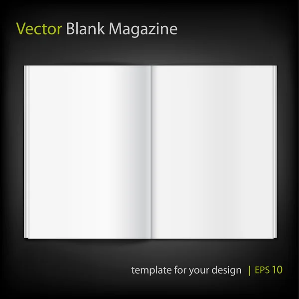Revista en blanco sobre fondo negro. Plantilla — Vector de stock