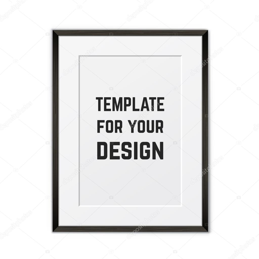 Blank framed poster on a wall. Vector template