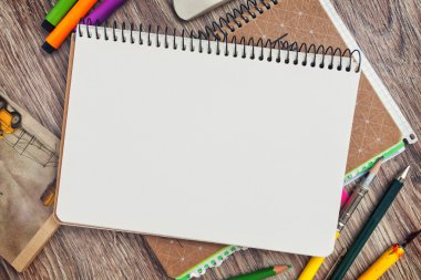 Not defteri şablon için resim sahte. Yukarıdan görüntülemek