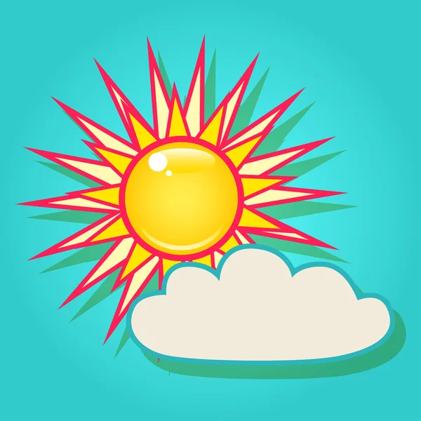 Sun with a cloud in the sky — Stock Vector