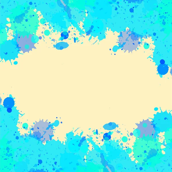 Blaue Aquarellfarbe spritzt Rahmen — Stockvektor