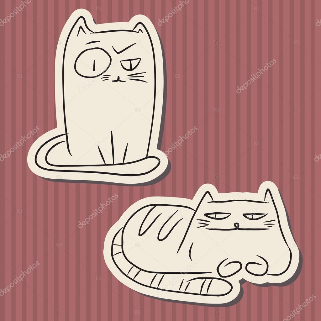 Chats Drôle Papier Vintage Image Vectorielle De Kay - 