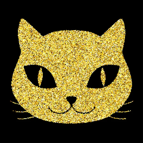 Gold glitter cat — Stock Vector