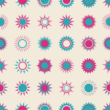 Güneşler gökyüzü seamless modeli üzerinde