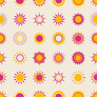 Güneşler gökyüzü seamless modeli üzerinde