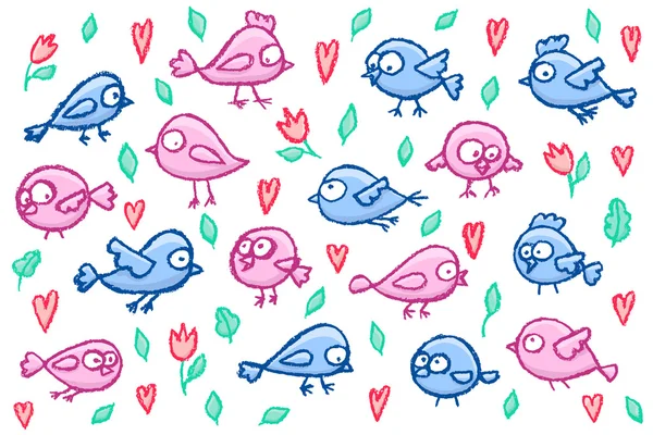 Cute little birds — Stock Vector