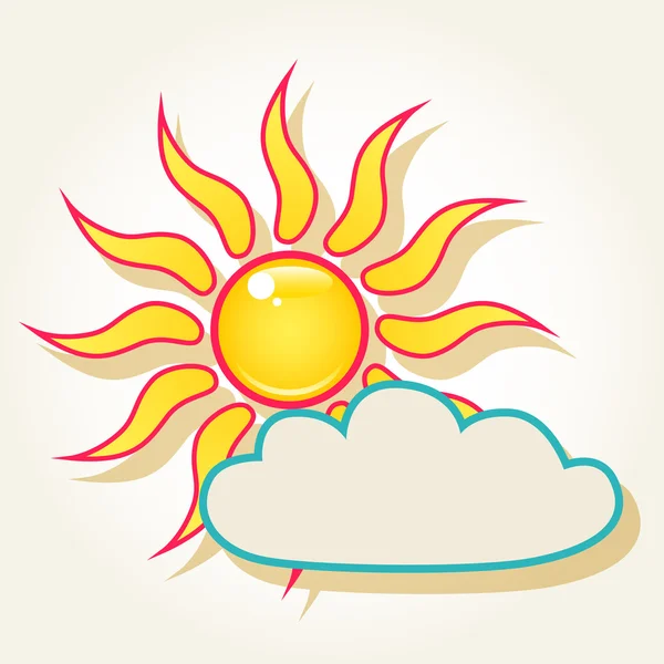 Sun and cloud in the sky — Stock Vector
