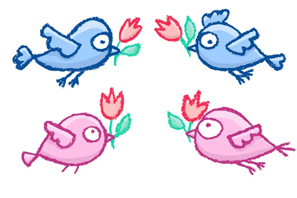 Roztomilé ptáky — Stockový vektor