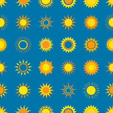 Güneşler gökyüzü seamless modeli üzerinde