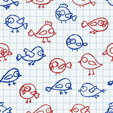 Sevimli küçük kuşlar desen