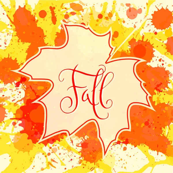 Fall and maple leaf over paint background — Stock Vector