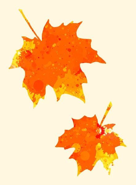 Watercolor maple leaves — Stock Vector