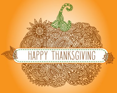 Doodle kabak Şükran etiketi