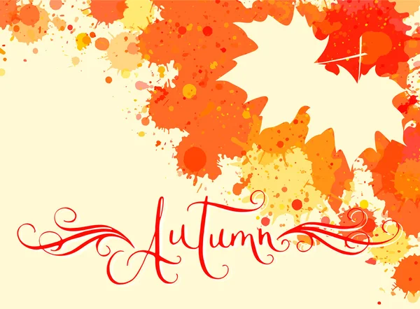 Mot d'automne et aquarelle cadre d'automne — Image vectorielle