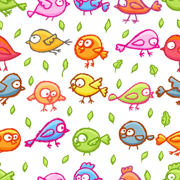 Petits oiseaux motif sans couture — Image vectorielle