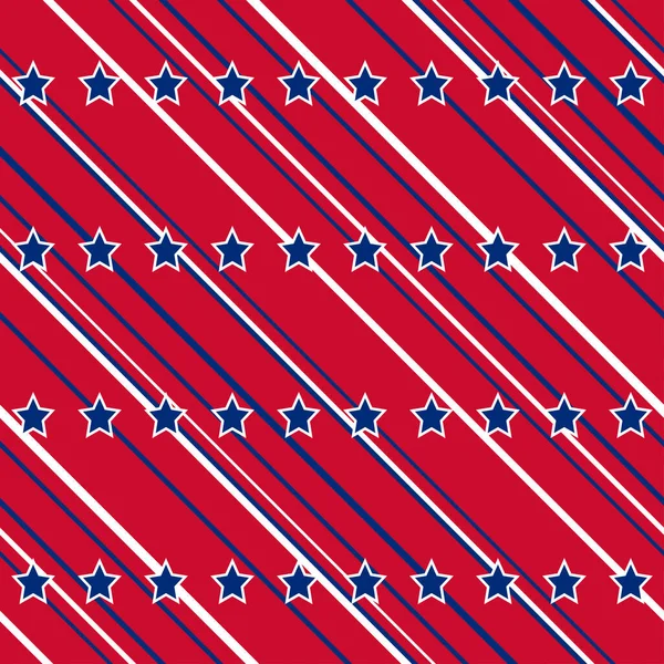 Étoiles Patriotiques Américaines Rayures Motif Sans Couture Rouge Vif Bleu — Image vectorielle