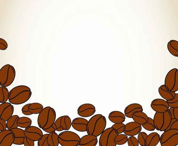 Verstreut Geröstete Kaffeebohnen Leeren Rahmen Grafische Menüvorlage Vektorillustration — Stockvektor