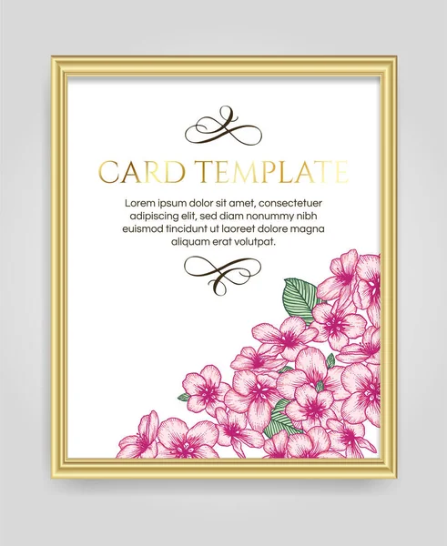 Vecteur Botanique Floral Mariage Invitation Élégant Modèle Carte Fleurs Pomme — Image vectorielle