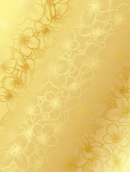 Floral Βοτανικό Χρυσό Φόντο Άνθη Μήλου Πολυτελής Κομψός Σχεδιασμός Για — Διανυσματικό Αρχείο