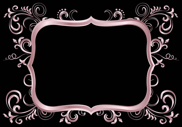 Розовый Золотистый Блестящий Светящийся Викторианский Украшенный Кадр Изолирован Над Черным — стоковый вектор