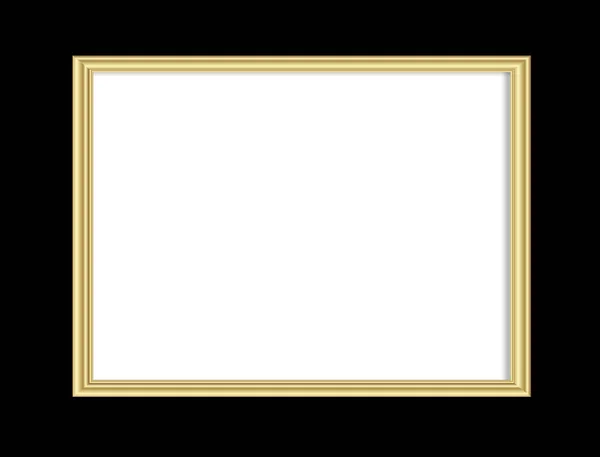 金色闪亮的现实的发光框架隔离在黑色的背景之上 金金属豪华长方形边框 矢量背景说明模板 — 图库矢量图片