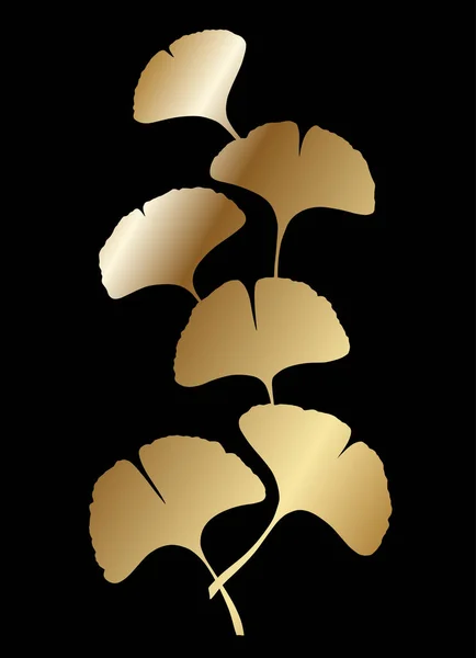 Гинкго Гинкко Билоба Золотая Ветвь Листьями Природа Ботанический Золотой Вектор — стоковый вектор