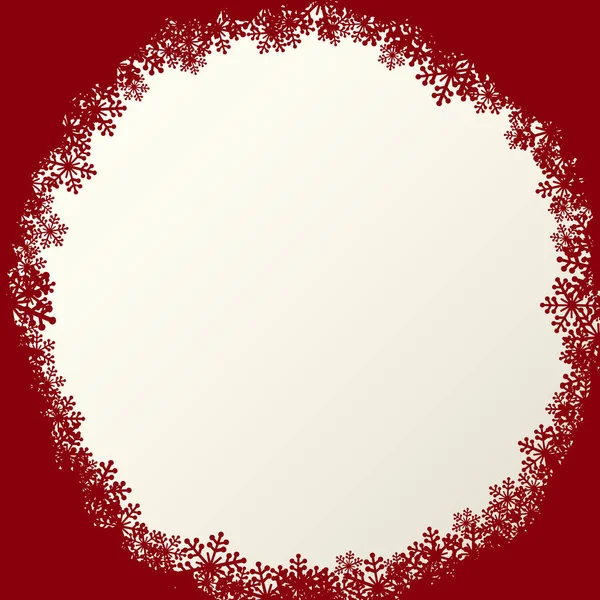 Noel Kar Taneleri Boş Çerçeve Çizimi Etrafında Dönüyor Kırmızı Beyaz — Stok Vektör