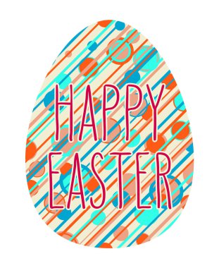 Mutlu Paskalya tebrik kartları. Kalıp yumurta sembolü ve el çizimi harf taşıyıcı yay çizimi beyaz üzerine izole.