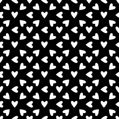 Siyah beyaz kusursuz kalp desenleri. Sevgililer Günü fayans arka planı. Romantik vektör deseni.