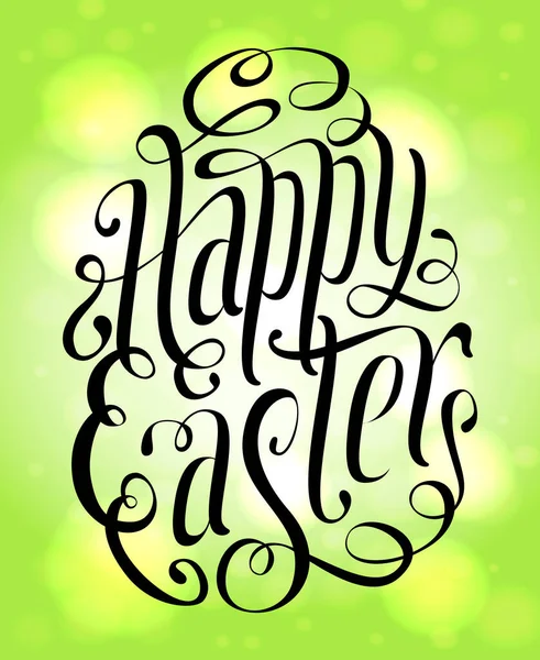 Happy Easter Calligraphy Greeting Card Hand Drawn Lettering Vector Spring — Stock Vector