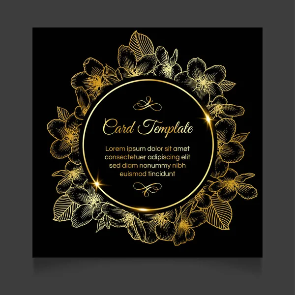 Floral Botanical Convite Casamento Escuro Modelo Cartão Elegante Com Flores —  Vetores de Stock