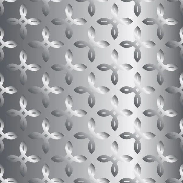 シルバーグラデーションフラワーパターン 近代的なベクトル メラット背景 光沢のある金属製の壁紙 — ストックベクタ