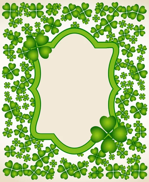 Saint Patrick Day Vector Frame Small Green Trefoil Clover Shamrock — Stock Vector