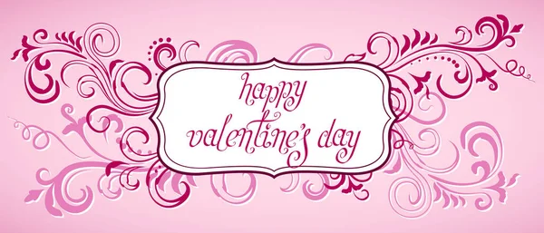 Saludos Escritos Mano Día San Valentín Marco Floral Adornado Color — Vector de stock