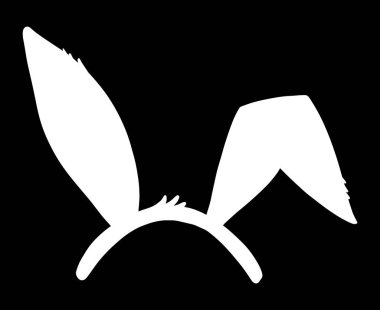 El çizimi tavşan kulaklı siluet vektör çizimi. Paskalya bayramı tasarım öğesi siyah üzerine beyaz izole.