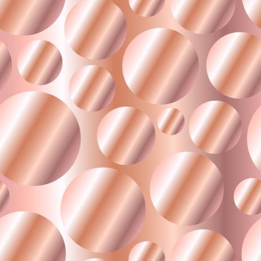 Gül altın köşegen eğimli daireler pürüzsüz desen. Soyut modern vektör arkaplanı. Parlak metal uçsuz bucaksız duvar kağıdı.