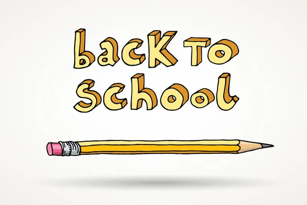 Doodle Desenhado Mão Voltar Para Escola Palavras Lápis Isolado Sobre — Vetor de Stock