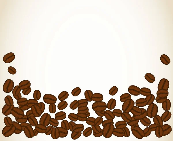 Verstreut Geröstete Kaffeebohnen Leeren Weißen Rahmen Grafische Menü Vorlage Vektorillustration — Stockvektor