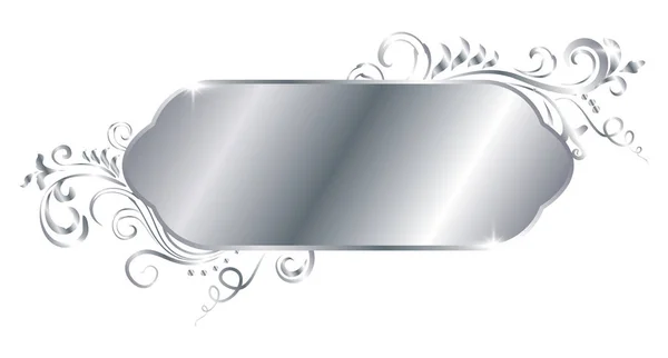 Prata Brilhante Brilhante Moldura Vitoriana Ornamentado Isolado Sobre Branco Metal — Vetor de Stock