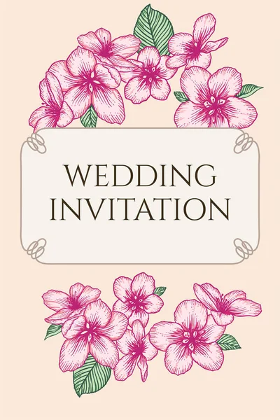 Vecteur Botanique Floral Invitation Mariage Élégant Modèle Carte Vintage Avec — Image vectorielle