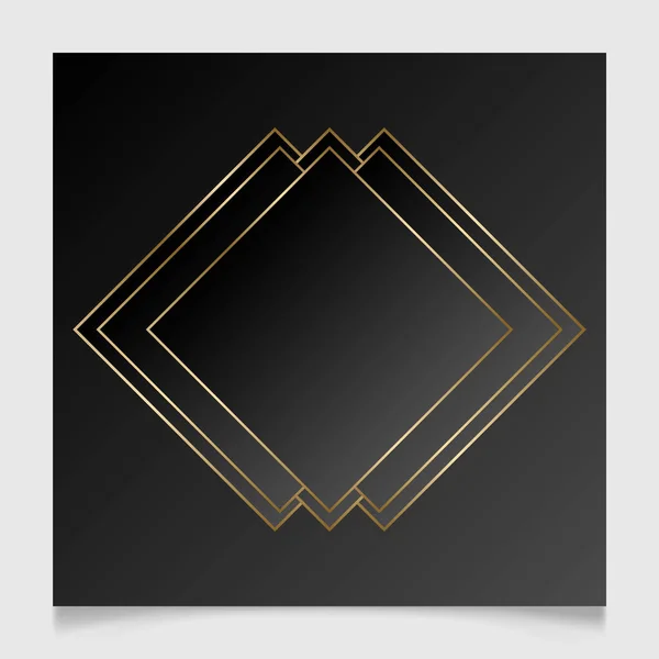 Golden Black Shiny Glowing Blank Frame Gold Metal Luxury Geometric — Stock Vector