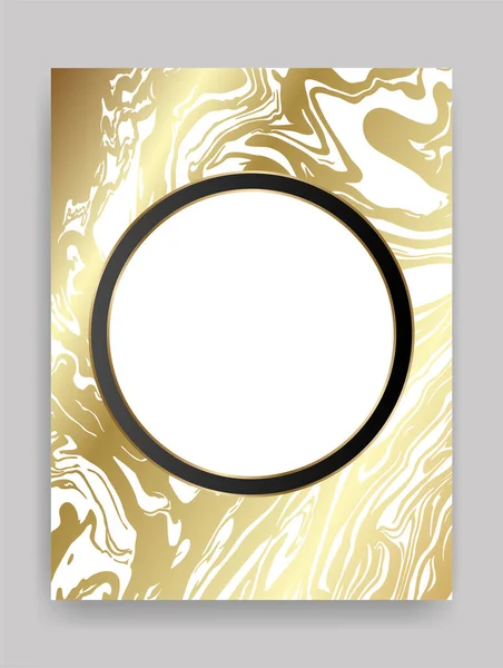 金色和白色闪亮的圆形框架 镀金大理石涡旋金属豪华空白边框 矢量背景说明模板 — 图库矢量图片