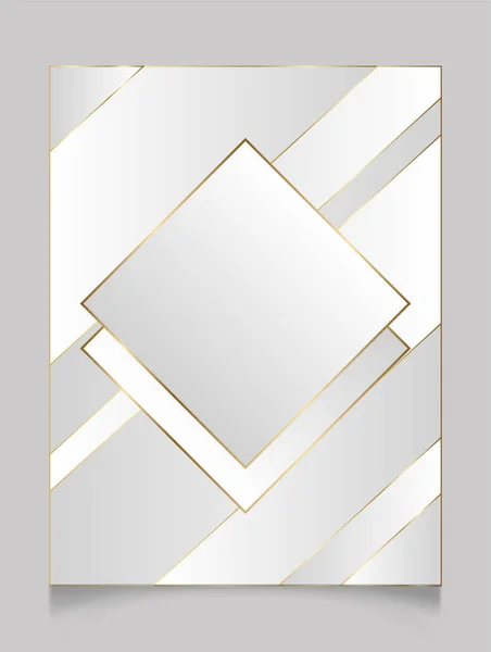 Marco Art Deco Blanco Brillante Dorado Sobre Fondo Blanco Oro — Archivo Imágenes Vectoriales