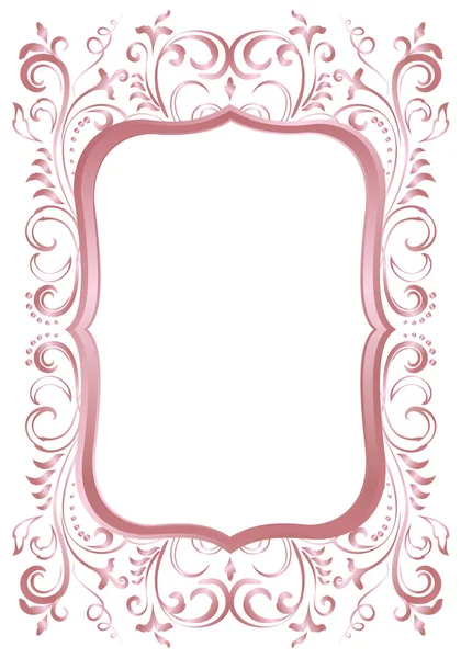 Rose Golden Shiny Glowing Victorian Ornate Frame Isolated White Pink — Stock Vector