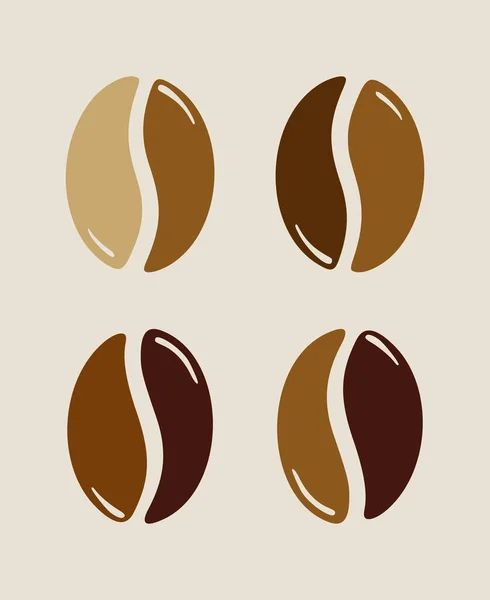 Grupp Rostade Bruna Kaffebönor Koffeinsymbol Grafisk Vektor Illustration Isolerad Över — Stock vektor