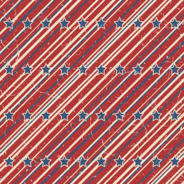 Amerikan vatansever yıldızları ve çizgileri desensiz renklerle desenlendirilmiş. Bağımsızlık günü vektör arkaplanı.
